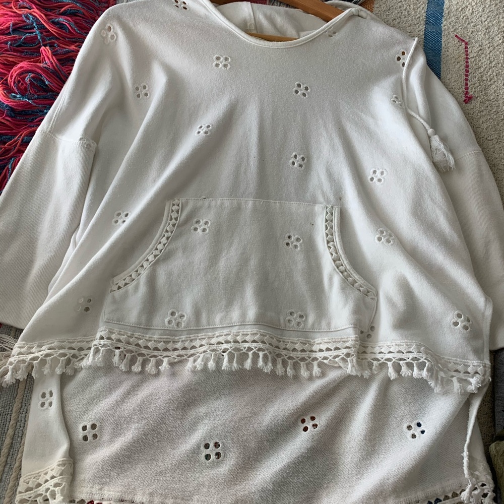 Anthropologie boho eyelet sweater